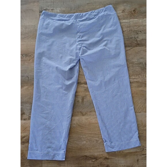 J.McLaughlin Blue Gingham Performance Pull On Nylon/Spandex Ankle Pant XL - Picture 4 of 8